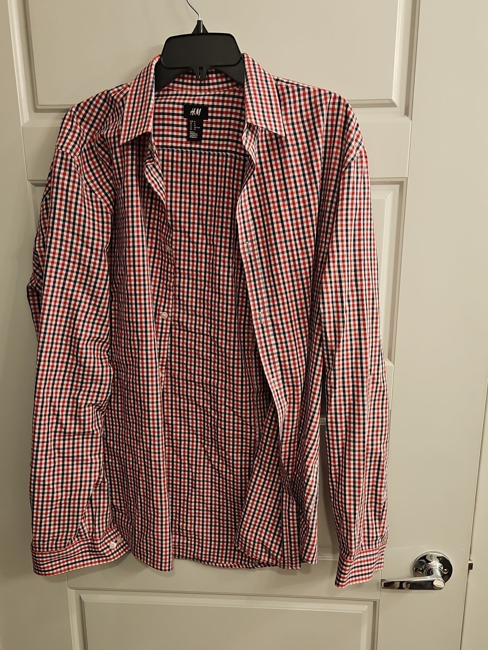 H&M Red, Black & White Gingham Button-Up Shirt